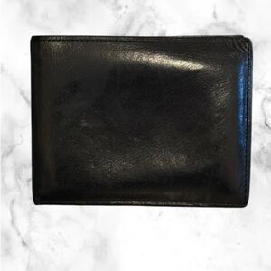 COACH vintage 90’s mens Black Buffalo Leather Wallet ID Window and Dust Bag